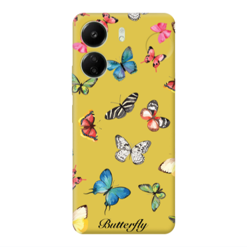 Xiaomi Redmi 13C Mixed Butterflys Yellow Colored Silicone TPU Θήκη