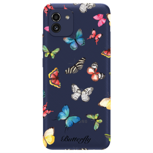 Samsung A03 Mixed Butterflys Transparent Silicone TPU Θήκη