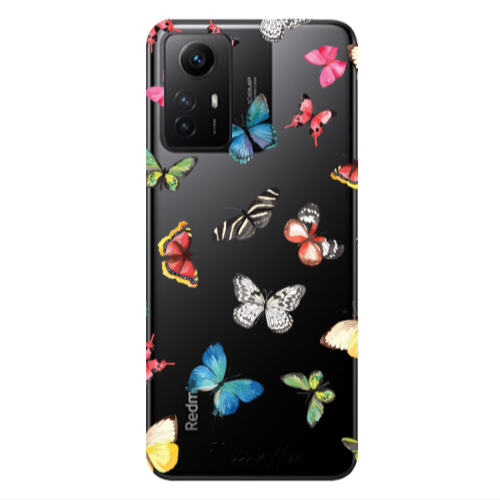 Xiaomi Redmi Note 12s Mixed Butterflys Transparent Silicone TPU Θήκη