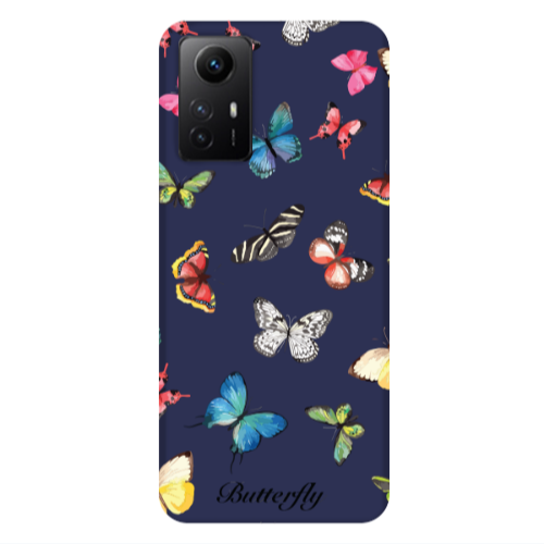 Xiaomi Redmi Note 12s Mixed Butterflys Dark blue Colored Silicone TPU Θήκη