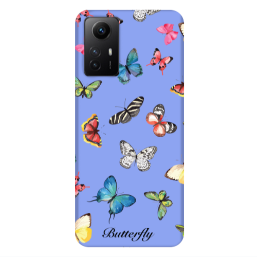 Xiaomi Redmi Note 12s Mixed Butterflys Light Purple Colored Silicone TPU Θήκη