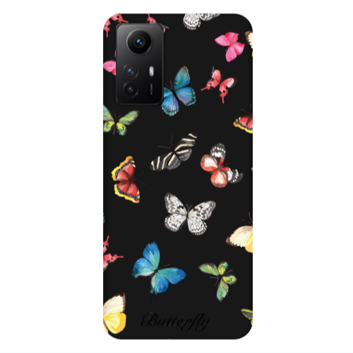 Xiaomi Redmi Note 12s Mixed Butterflys Black Colored Silicone TPU Θήκη