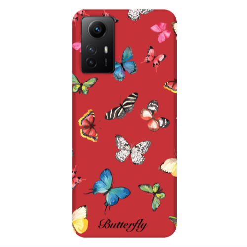 Xiaomi Redmi Note 12s Mixed Butterflys Red Colored Silicone TPU Θήκη