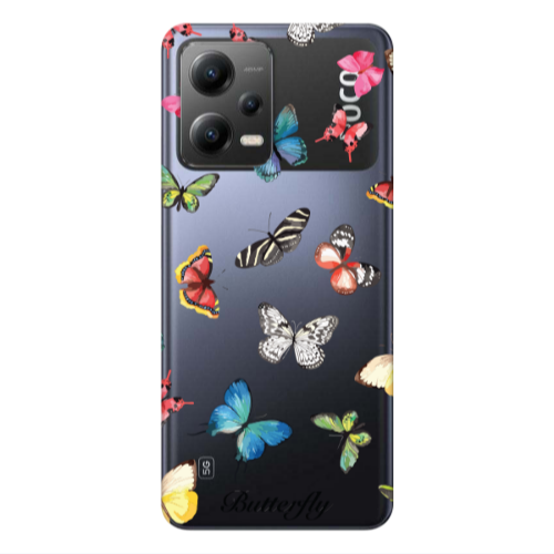 Xiaomi Poco X5 Mixed Butterflys Transparent Silicone TPU Θήκη