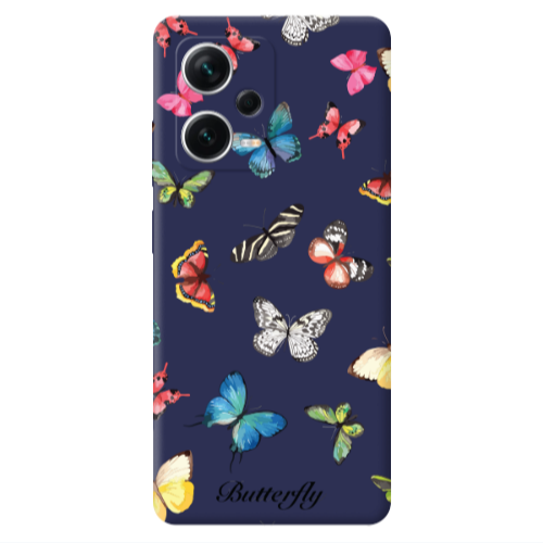 Xiaomi Poco X5 Mixed Butterflys Dark blue Colored Silicone TPU Θήκη