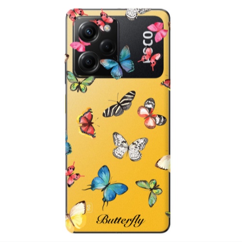Xiaomi Poco X5 Pro Mixed Butterflys Transparent Silicone TPU Θήκη