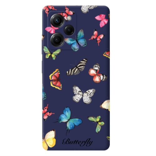 Xiaomi Poco X5 Pro Mixed Butterflys Dark blue Colored Silicone TPU Θήκη