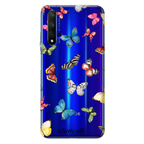 Huawei Nova 5 T Mixed Butterflys Transparent Silicone TPU Θήκη
