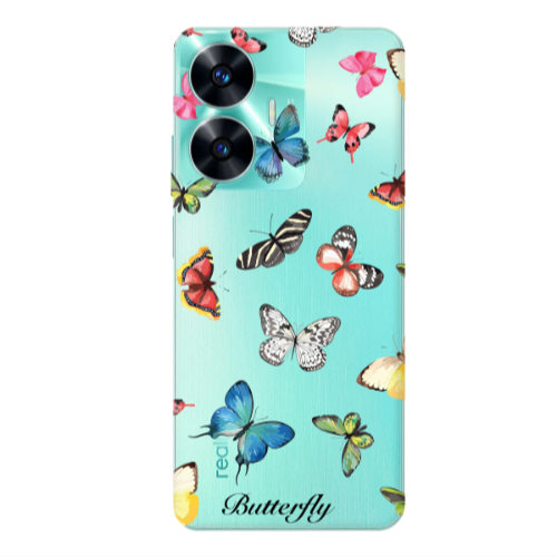 Realme C55 Mixed Butterflys Transparent Silicone TPU Θήκη
