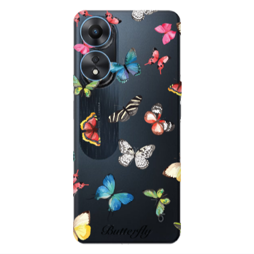 Oppo A 98 Mixed Butterflys Transparent Silicone TPU Θήκη