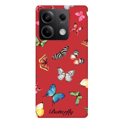 Xiaomi Redmi Note 13 5G Mixed Butterflys Red Colored Silicone TPU Θήκη