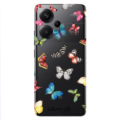 Xiaomi Redmi Note 13 Pro+ 5G  Mixed Butterflys Transparent Silicone TPU Θήκη