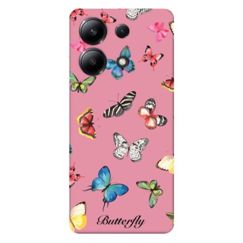 Xiaomi Redmi Note 13 4G Mixed Butterflys Pink Colored Silicone TPU Θήκη