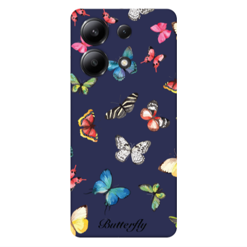 Xiaomi Redmi Note 13 4G Mixed Butterflys Dark blue Colored Silicone TPU Θήκη