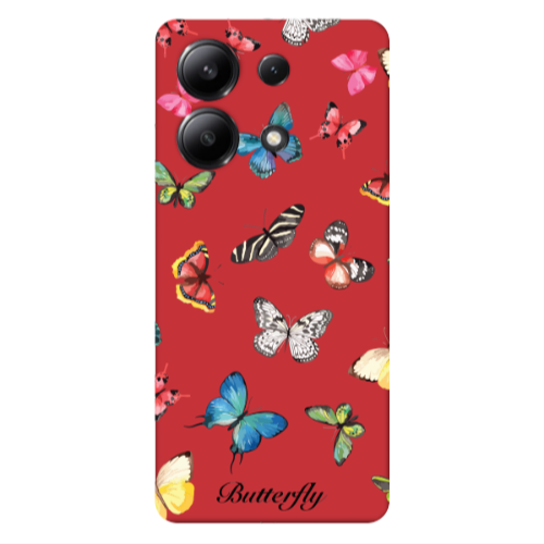 Xiaomi Redmi Note 13 4G Mixed Butterflys Red Colored Silicone TPU Θήκη