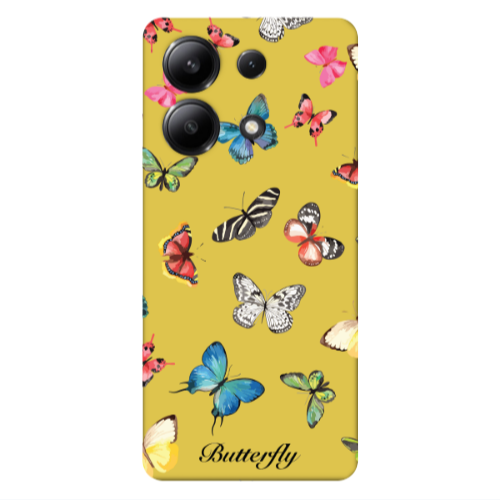 Xiaomi Redmi Note 13 4G Mixed Butterflys Yellow Colored Silicone TPU Θήκη