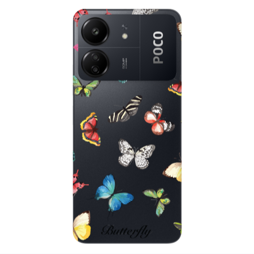 Xiaomi Poco C65 Mixed Butterflys Transparent Silicone TPU Θήκη