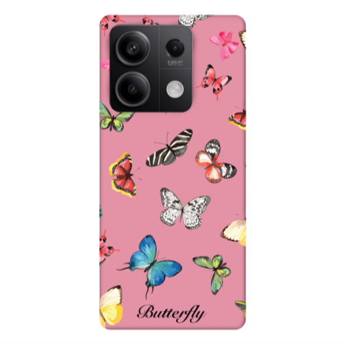 Xiaomi Redmi Note 13Pro 5G Mixed Butterflys Pink Colored Silicone TPU Θήκη