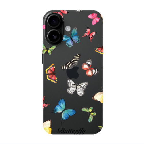 Apple Iphone 16 Mixed Butterflys Transparent Silicone TPU Θήκη