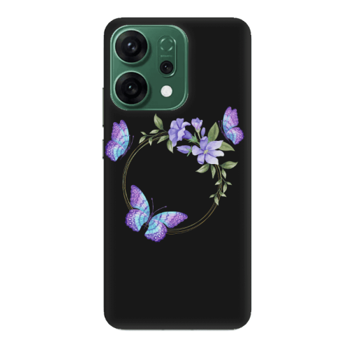 Oppo RENO 14 Butterfly on the ring Black Colored Silicone TPU Θήκη