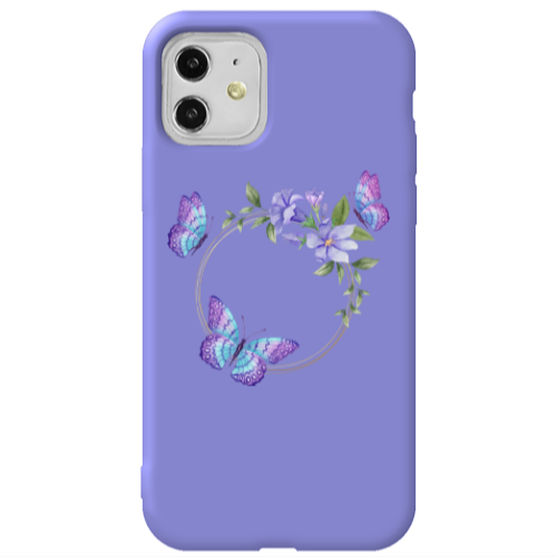 Apple iPhone 11  Butterfly on the ring Purple Colored Silicone TPU Θήκη