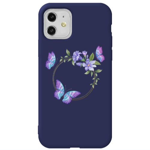 Apple iPhone 11  Butterfly on the ring Dark blue Colored Silicone TPU Θήκη