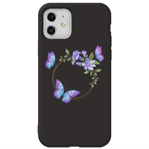 Apple iPhone 11  Butterfly on the ring Black Colored Silicone TPU Θήκη
