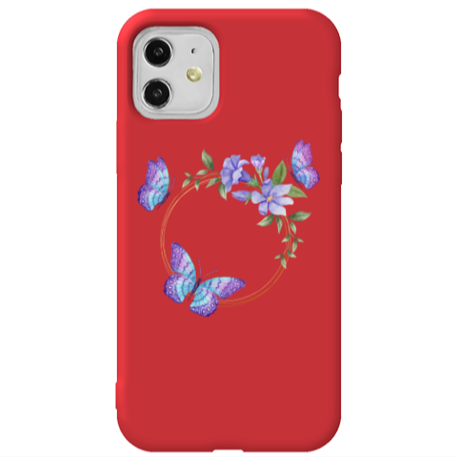Apple iPhone 11  Butterfly on the ring Red Colored Silicone TPU Θήκη