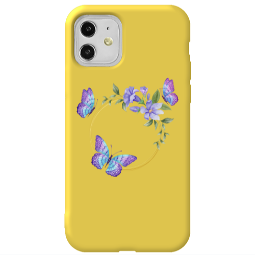Apple iPhone 11  Butterfly on the ring Yellow Colored Silicone TPU Θήκη
