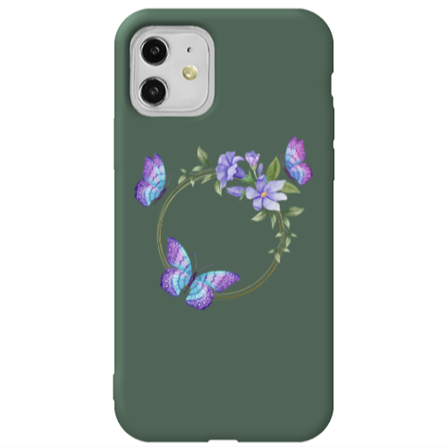 Apple iPhone 11  Butterfly on the ring Dark Green Colored Silicone TPU Θήκη