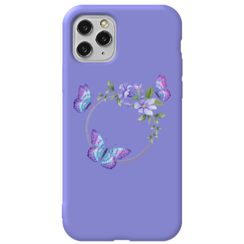 Apple iPhone 11 Pro Butterfly on the ring Purple Colored Silicone TPU Θήκη