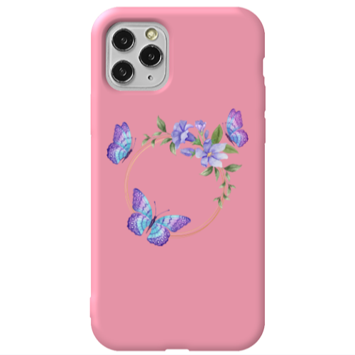 Apple iPhone 11 Pro Butterfly on the ring Pink Colored Silicone TPU Θήκη