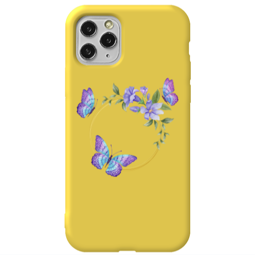 Apple iPhone 11 Pro Butterfly on the ring Yellow Colored Silicone TPU Θήκη