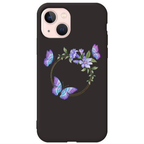 Apple iPhone 13 Butterfly on the ring Black Colored Silicone TPU Θήκη