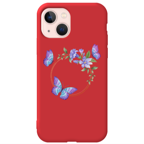 Apple iPhone 13 Butterfly on the ring Red Colored Silicone TPU Θήκη