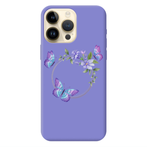 Apple iPhone 13 Pro Max Butterfly on the ring Purple Colored Silicone TPU Θήκη