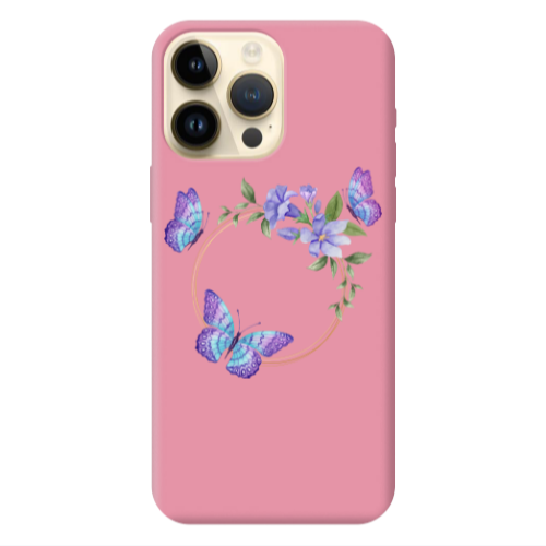 Apple iPhone 13 Pro Max Butterfly on the ring Pink Colored Silicone TPU Θήκη