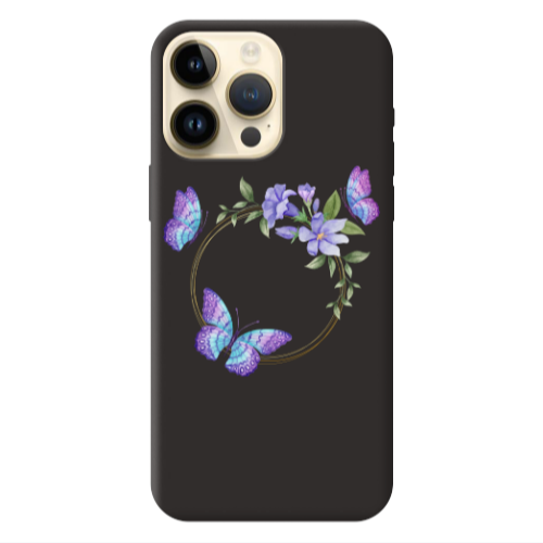 Apple iPhone 13 Pro Max Butterfly on the ring Black Colored Silicone TPU Θήκη