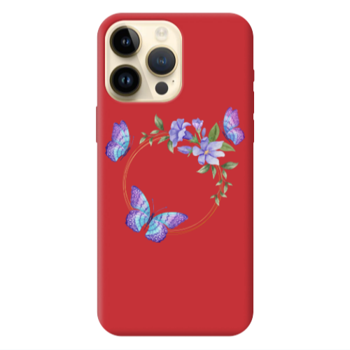 Apple iPhone 13 Pro Max Butterfly on the ring Red Colored Silicone TPU Θήκη