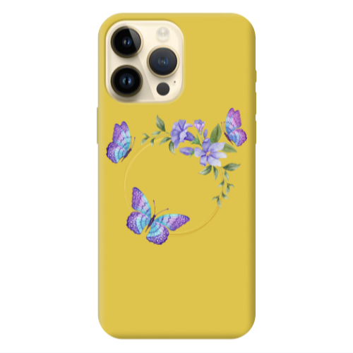 Apple iPhone 13 Pro Max Butterfly on the ring Yellow Colored Silicone TPU Θήκη