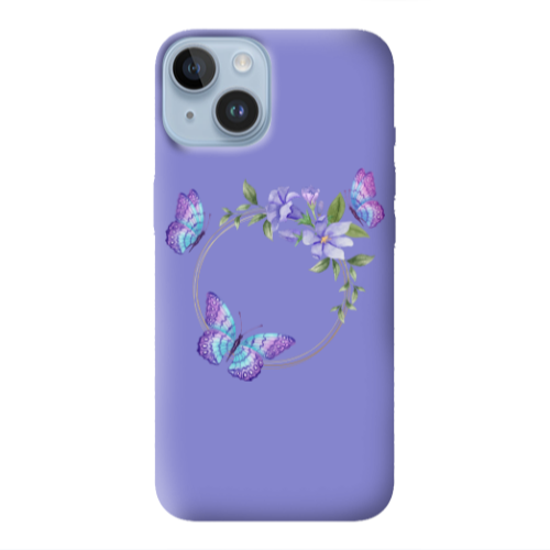 Apple iPhone 14  Butterfly on the ring Purple Colored Silicone TPU Θήκη