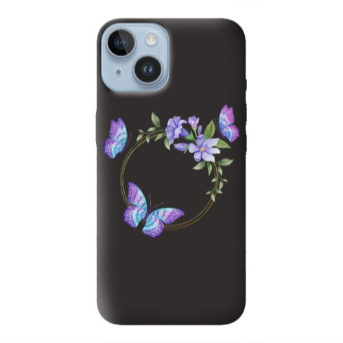 Apple iPhone 14 Plus Butterfly on the ring Black Colored Silicone TPU Θήκη