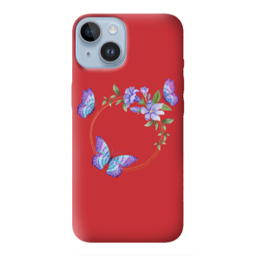 Apple iPhone 14 Plus Butterfly on the ring Red Colored Silicone TPU Θήκη