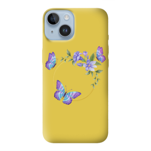 Apple iPhone 14 Plus Butterfly on the ring Yellow Colored Silicone TPU Θήκη