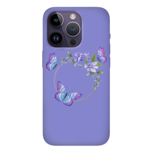Apple iPhone 14 Pro  Butterfly on the ring Purple Colored Silicone TPU Θήκη