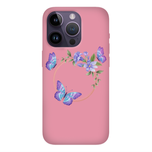 Apple iPhone 14 Pro  Butterfly on the ring Pink Colored Silicone TPU Θήκη