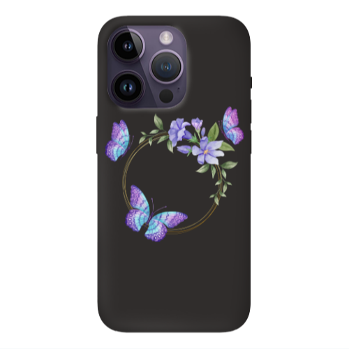 Apple iPhone 14 Pro  Butterfly on the ring Black Colored Silicone TPU Θήκη