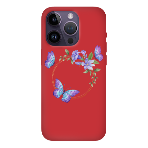 Apple iPhone 14 Pro Max Butterfly on the ring Red Colored Silicone TPU Θήκη