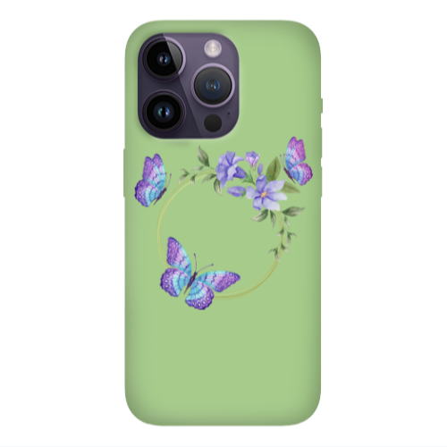 Apple iPhone 14 Pro Max Butterfly on the ring Light Green Colored Silicone TPU Θήκη
