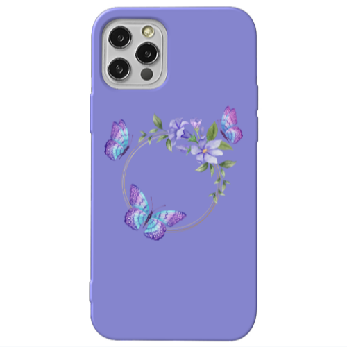 Apple iPhone 13 Pro Butterfly on the ring Purple Colored Silicone TPU Θήκη